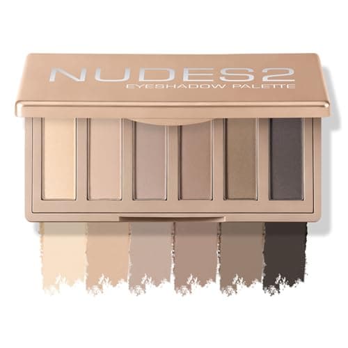 Image of Nudes 2 Series Mini Eyeshadow Palette, 6 Matte Nude Taupe & Brown Neutral Eye Shadows, Ultra-Blendable, Long Wear, Travel Friendly Size with Mirror