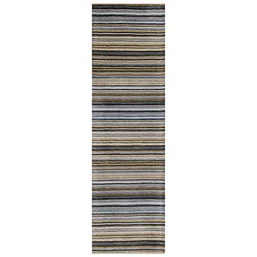 Image of Viva Rugs Wool Runner Rug Grey Natural HANDWOVEN Carpet for Living Room Bedroom Hallway Heavy Long Mat (Grey, 60x230cm (2'x7'6'') Runner)