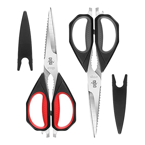 Image of LIVINGO Kitchen Scissors, 2 Pack 9.25" Utility Multipurpose Poultry Shears Heavy Duty Dishwasher Safe, Come Apart Sharp Stainless Steel Cooking Food Scissors for Cutting Meat, Chicken, Vegetable, Fish