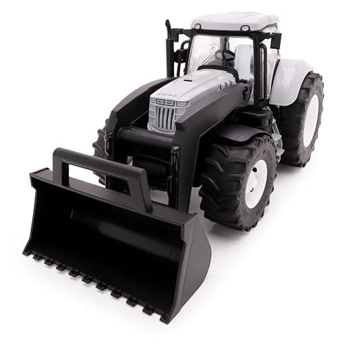Image of Toyland® 39cm (15") Grey Tractor With Opening Doors & Lifting Front End Loader - 1:16 Scale - Toy Farming Vehicles - 18MONTHS+