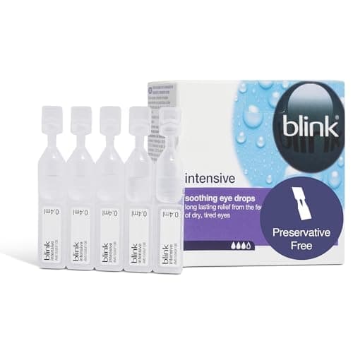 Image of Blink Intensive Soothing Eye Drops, Relief From Dry Eyes - Long-Lasting Lubricating Eye Drops with Hyaluronic Acid, Suitable for Use with Contact Lenses, Refreshing Single Vials, 20 x 0.4 ml