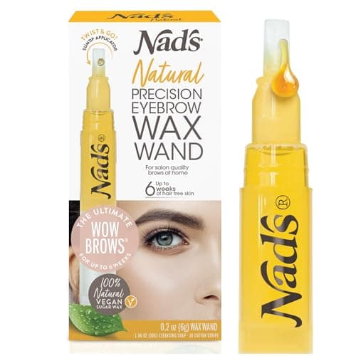 Image of Nad's Natural Precision Eyebrow Wax Wand, Eyebrow Wax Kit, Sugar Wax, Hypoallergenic, Vegan No-heat Formula, Includes Wax Pen 6g, 10 Reusable Cotton Strips, 4 Pre-wax Soap