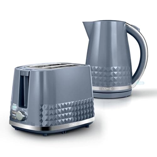 Image of Tower Solitaire Kitchen Set, 1.5L Rapid Boil Kettle & 2 Slice Toaster, Grey and Chrome Accents, T10075GRY, T20082GRY