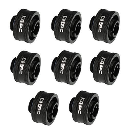 Image of XSPC G1/4 to 1/2 ID 3/4 OD Compression Fitting V2 - Matte Black (8 Pack)