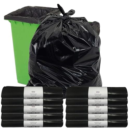 Image of Abbey 100 Black Wheelie Bin Liners 240L Capacity – Refuse Sacks Heavy Duty Black Bin Bags for Outside and Garden Bin – Strong Garbage Bags for Rubbish On a Roll 30 Inch x 46 Inch Wide x 54 Inch Long
