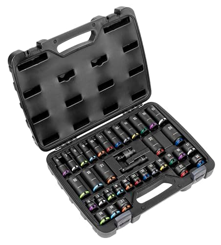 Image of Sealey Premier 36pc 3/8" Sq Drive Impact Socket Set - Colour-Coded - AK5633M