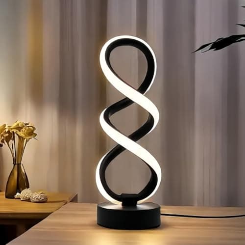 Image of Falafoty Modern Spiral LED Table Lamp, Touch Control Stepless Dimmable Bedside Table Lamps with USB, 3 Color Temperatures Nightstand Lamp, LED Desk Lamp for Living Room Bedroom Home Decor (2 Black)