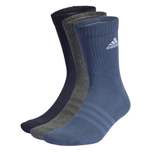 Image of adidas Unisex Kids Cushioned Crew Socks 3 Pairs, Legend Ink/Preloved Ink/Dark Grey Heather, 7-8 Years