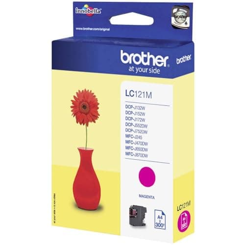 Image of Brother LC-121M Inkjet Cartridge, Magenta, Single Pack, Standard Yield, Includes 1 x Inkjet Cartridge, Brother Genuine Supplies
