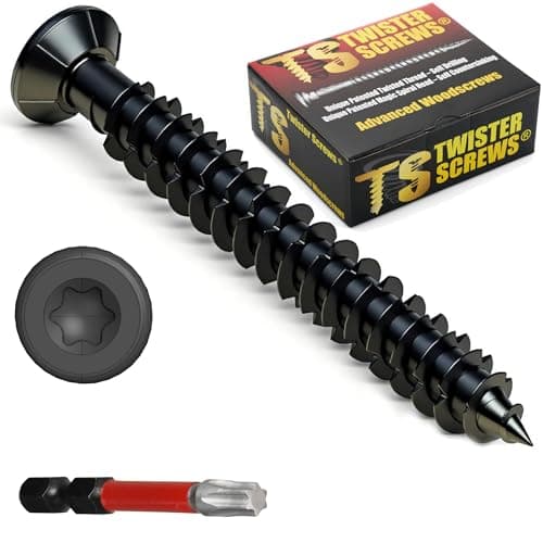 Image of Twister Screws 7.5 x 72mm Concrete Screws | Box of 100 | Black Ruspert-Coated, Ultimate Corrosion Resistance, Countersunk, Easy Installation, Free Torx T30 Bit Included