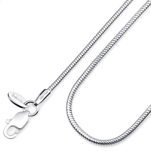 Image of Amberta Women 925 Sterling Silver 1.4 mm Snake Chain Necklace: 20 inch/ 50 cm