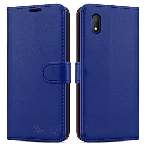 Image of iCatchy for Alcatel 1B Case (2020) Leather Wallet Book Flip Folio Cover (Blue)