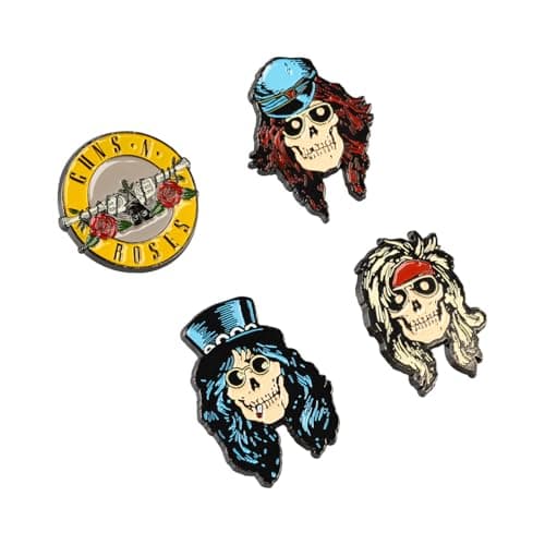 Image of Grupo Erik Set of 4 Enamel Pins - Guns N' Roses Merch | Cute Pin Badges, Bag Pins | Guns And Roses Gifts under 15 Pounds, Funny Gifts for Friends