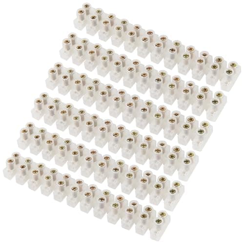 Image of 6 Pack of Electrical Connector Blocks, 6A, 12 Way White Terminal Block Electrical Connector Strips