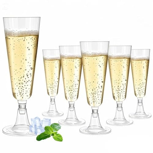 Image of Plastic Champagne Flutes, 20 PCS Plastic Champagne Glasses 150 ml Reusable Prosecco Glasses for Parties Christmas Weddings & Toasts Birthdays Reusable 16 x 5.5 cm Transparent