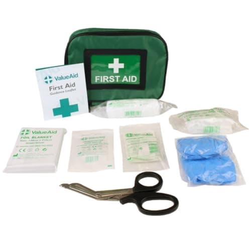 Image of Value Aid BS8599-1:2019 Personal Issue First Aid Kit, HSE Compliant, Compact & Portable, Essential Workplace Safety Soft Pouch Bag