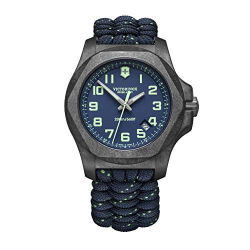 Image of Victorinox Men’s Watch I.N.O.X. Carbon Ø 43 mm, Swiss Made, Analogue Quartz, Water-Resistant up to 200 m, Sapphire Glass, Paracord Strap, Blue