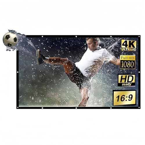 Image of 150 Inch Portable Projector Screen,16:9 HD 4K Foldable Anti-Crease Projection Movies Screen for Home Backyard Theater Outdoor Indoor Support Double Sided Projection