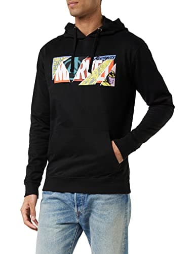 Image of Marvel Men's Scrapbook Logo Hooded Sweatshirt, Black, M UK