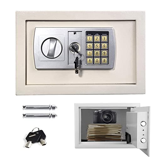 Image of Safes for Home Fireproof Waterproof with 2 Manual Override Keys, 8.5L Security Safe Cash Box with Double Digital Keypad and Safety Key Lock Cabinet Safes, White