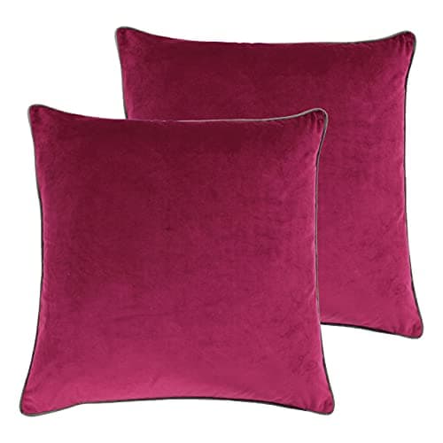 Image of Paoletti Meridian Feather Filled Cushions (Twin Pack), Polyester, Cranberry/Mocha