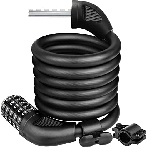 Image of Bike Lock Cable Bicycle Lock - Cycle Locks High Security Combination 1500mm x 12mm Long Heavy Duty Cable Locks 5 Digit Codes Bike Accessories for Bicycle, Moto, Door, Gate Fence