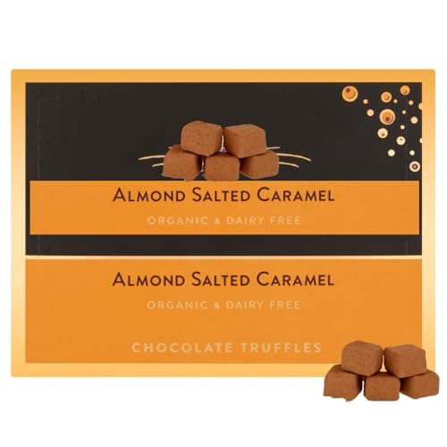 Image of Christmas Chocolate Truffles Variety Box 92g – Hazelnut Crunch,Fine de Champagne,Almond Salted Caramel & Midnight Honeycomb – Vegan Chocolate (2 x Boxes, Almond Salted Caramel Chocolate Truffles)