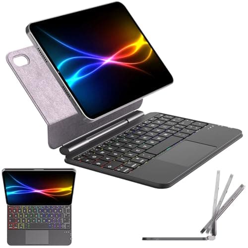 Image of TECHGEAR Magic Keyboard Case for iPad Mini 7 (A17 Pro) & iPad Mini 6, Slim Magnetic Floating Stand, Bluetooth QWERTY, Multi-Touch Trackpad, 7-Color Backlit Keyboard for Study, Travel & Work