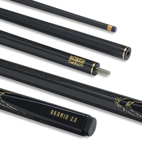 Image of POWERGLIDE Snooker Pool or Billiard Cue | Carbon Fibre & Fibreglass | Ultra Smooth Metallic Painted High Gloss Black | 2-Piece 50/50 Joint | 18oz | Full Size 57" | 10mm Tip
