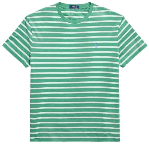 Image of POLO RALPH LAUREN Men's Jersey Cotton Crew Neck T-Shirt, Rl Striped Raft Green, Large