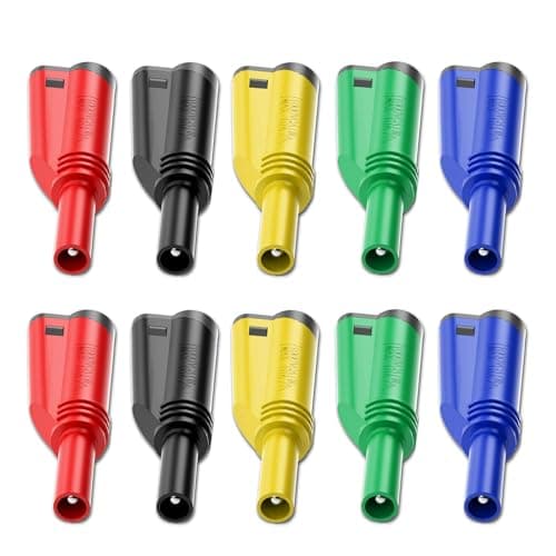 Image of Cleqee 10PCS 4mm Stackable Banana Plugs 10A Insulated Safety Connector Shrouded Plug Screw Type Solderless for DIY Multimeter Test Leads Cables 5 Colours
