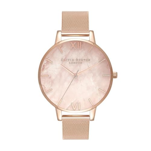 Image of Olivia Burton Analogue Quartz Watch for Women CLASSICS (SEMI PRECIOUS) Collection with Rose Gold Colored Stainless Steel Mesh Bracelet - OB16SP01