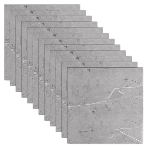 Image of AHAQU 40PCS Floor Tiles Self Adhesive, Covers 38.7 ft²/3.6 m², 30x30cm/11.8x11.8in Vinyl Floor Tiles, Waterproof Peel and Stick Floor Tiles for Bathroom, Kitchen, Bedroom, Living Room- Grey