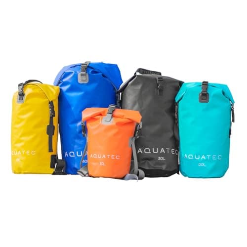 Image of AQUATEC Waterproof Dry Bag Rucksacks - 5x Sizes: 10L, 15L, 20L, 30L & 40L | Double Shoulder Strap Backpack | Perfect for Boating/Kayaking/Hiking/Camping (15L | Yellow)