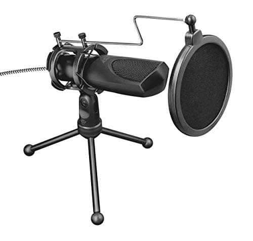 Image of Trust Gaming GXT 232 Mantis Streaming Gaming Microphone for PC, PS4 and PS5, USB Connected, Including Shock Mount, Pop Filter and Tripod Stand, Black