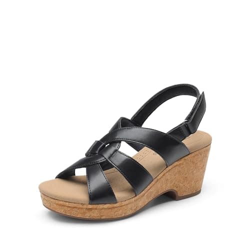 Image of DREAM PAIRS Women's Wedge Sandals Comfortable Open Toe Platform Casual Dressy Cork Summer Dress Shoes,Size 6,Black,DWUMWS2511