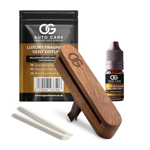 Image of Luxury Wooden Car Air Freshener Vent Clip | Millionaire Aftershave-Inspired Car Fragrance Diffuser with 10ml Oil & 2 Refill Sticks | Long-Lasting Car Scent for Men – Up to 3 Months Freshness