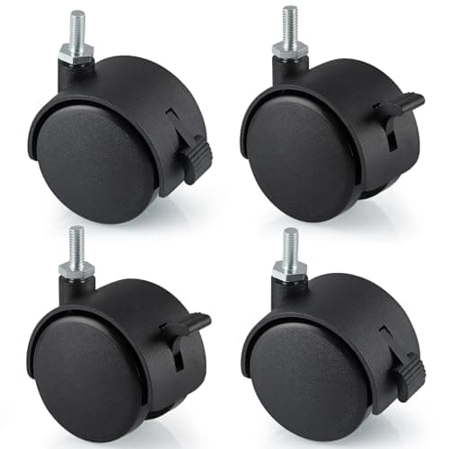 Image of Skelang 4 Pcs 50mm Nylon Wheel with Brake Swivel Castor with 6mm x 15mm Shaft Nylon Castor with Lock for Small Furniture
