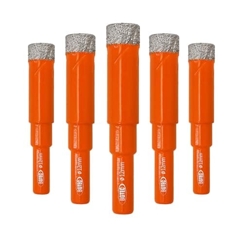 Image of Dry Diamond Drill Bit Set,BGTEC 5pcs 12mm Hole Saw for Granite,Marble,Masonry, Concrete, Tile/Ceramic, Glass, Hard Plastic,Vacuum Brazed Diamond Core Drill Bit Kit