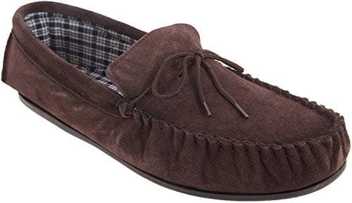 Image of Mokkers Bruce Real Suede Moccasin Slippers - Dark Brown, Size 9 UK