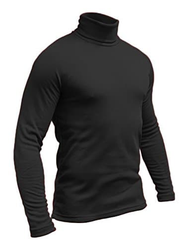 Image of Hann Brooks Mens Soft Cotton Ski Golf Polo Roll Neck Top Black, Brown, Grey, White S M L XL 2XL 3XL (XL, Black)