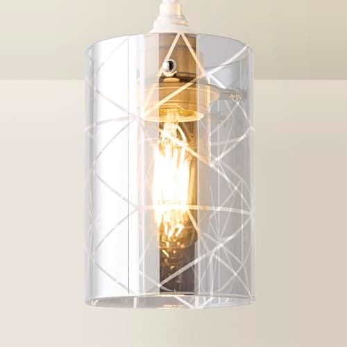 Image of ValueLights | Easy Fit Smoked Glass Ceiling Pendant Light Shade Bedroom Hallway Lampshade | Ceiling Lights, Home Décor & Improvement Essential | Included LED Bulb | 100mm Shade Width