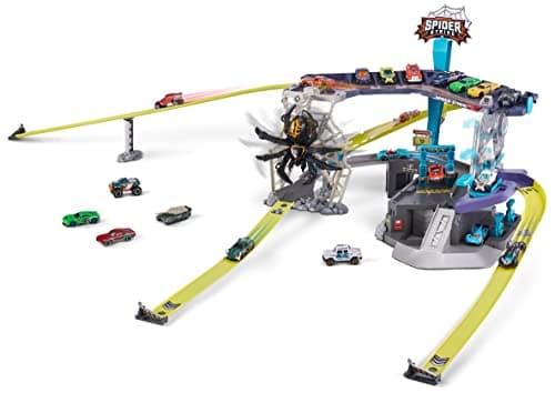 Image of Metal Machines Spider Strike Playset, Diecast Cars Giant Race Track (Spider), Frustration Free Packaging (Brown Mail Box)