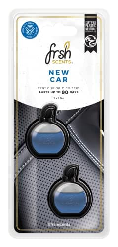 Image of FRSH Scents FR9187 New Car x2 Mini Vent Clip Deluxe Diffuser Air Freshener - Lifespan of Upto 90 Days - Ideal for Any Sized Car Vent, Silver