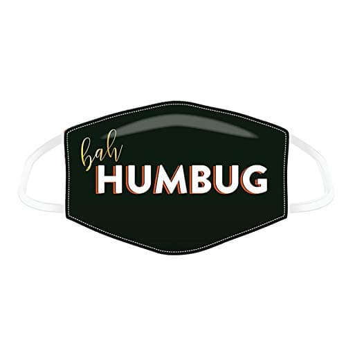 Image of Bah Humbug Black Christmas Design Reusable Cotton Face Mask Covering Double Protection Washable - Large Adult Size