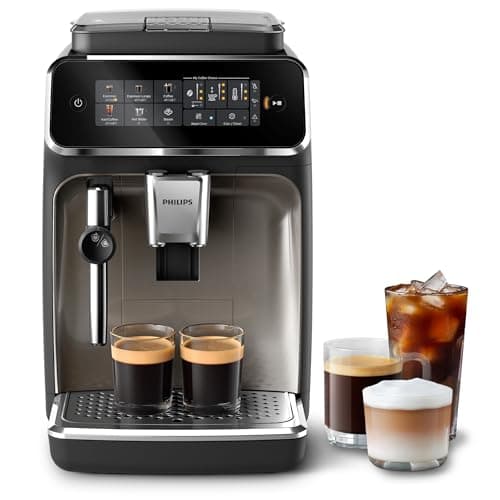 Image of Philips 3300 Series Bean to Cup Coffee Machine - 5 Hot & Iced drinks, Classic Milk Frother & Cappuccino Maker, Quick-to-Clean, 40% Quieter, Ceramic Grinder, Fully Automatic Espresso machine EP3326/90
