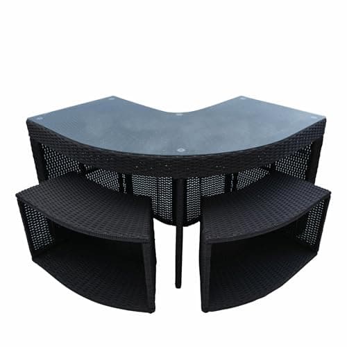 Image of Canadian Spa CO. Corner Bar for Hot Tub with Stool, Edge Furniture for Square Spas and Hot Tubs, Surround Furniture Collection, Wicker Weatherproof, Rustproof Aluminium Frame