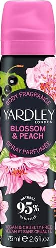Image of Yardley London Blossom and Peach Body Spray, Floral Body Spray for Women with Notes of Citrus and Cassis, Blossom Body Mist for Women 75ml