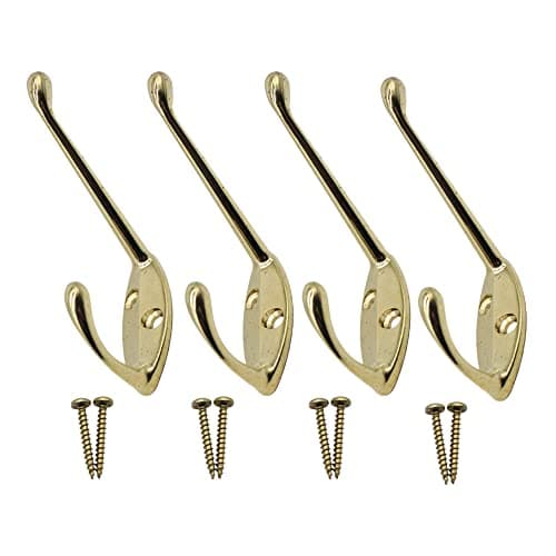 Image of EAI Hat and Coat Hook for Coats Bath Towels 68x18mm Pack of 4 (Brass)