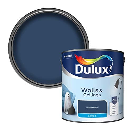Image of Dulux 5293076 Walls & Ceilings Matt Emulsion Paint, Sapphire Salute, 2.5 Litres